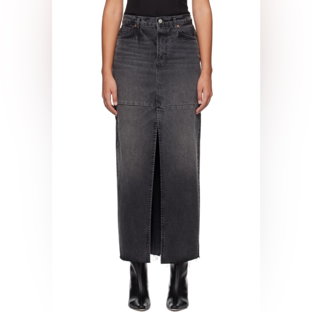 Reformation Black Denim Maxi Skirt